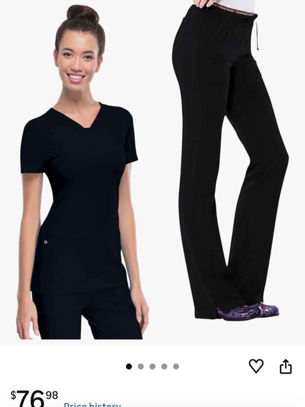 HeartSoul Women’s Black Boot Cut Scrub Pants 3 pairs of scrubs